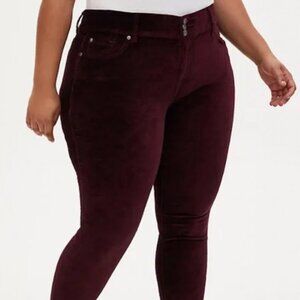 NWT Torrid Velveteen Burgundy Jegging Size 24R